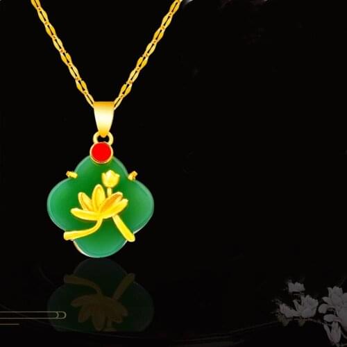 Natural Green Chalcedony Hand Carved Orchid Pendant Fashion Jewelry Mens and Womens Necklace Gift Accessories