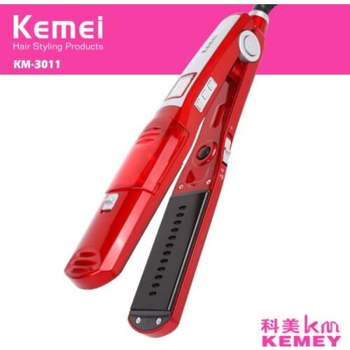 Kemei Professional Vapor Hair Straightener Comb Brush Flat Iron Ceramic Hair iron Electric Hair Straightening Steam Curler