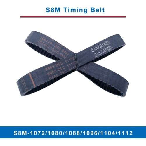 Timing belt S8M-1072/1080/1088/1096/1104/1112 teeth pitch 8 mm circular teeth belt width 20/25/30/40 mm for 8M timing pulley