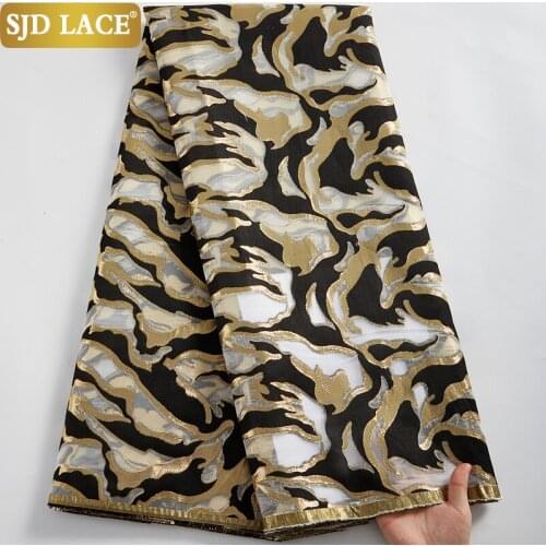 SJD LACE Fashionable African Lace Fabric Embroidery Brocade Tissue Dress Materials French Gilding Lace Fabric For Party A2475