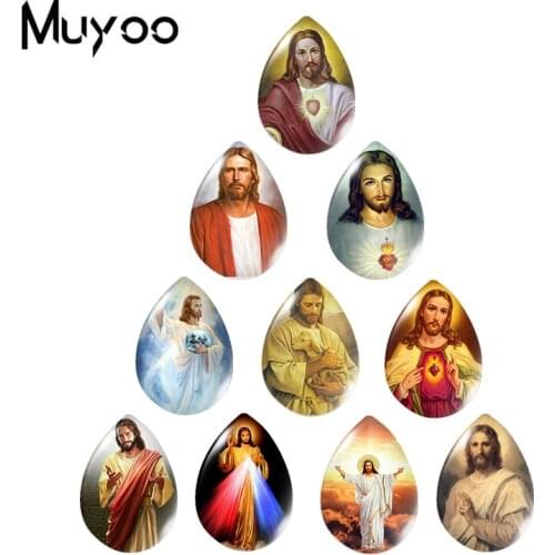 2020 New Sacred Heart of Jesus Tear Drop Glass Dome Photo Jewelry Handcraft DIY Accessories