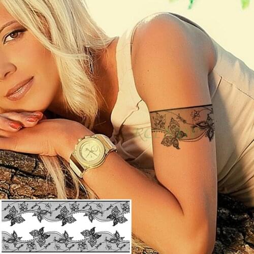 Waterproof Temporary Tattoo Sticker Sexy Lace Dot Flower blossom tatto on Arm Leg flash tatoo fake tattoos for girl women lady