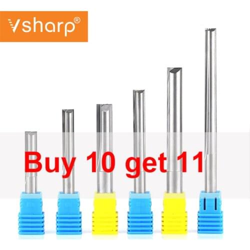 6mm 8mm 10mm Shank Tungsten Carbide 2 Flutes Straight Milling Cutter CNC Tools For MDF, Particleboard, Plywood, PVC, Acrylic