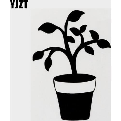 YJZT 9.3CM×13.2CM Creative Plant Potted Vinyl Car Sticker Decal Black/Silver Car-styling 18B-0159