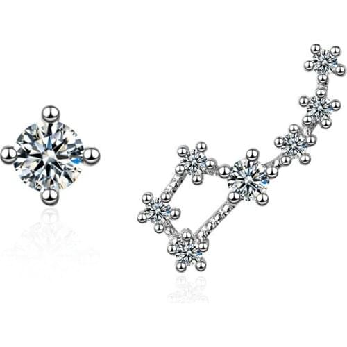Big Dipper Zircon 925 Sterling Silver Stud Earrings For Women Fashion Korean Silver Jewelry Aretes De Mujer