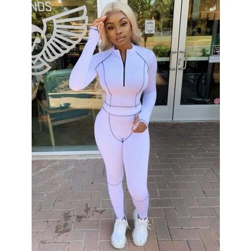 Bright Line Tracksuit 2 Two Piece Set Women Long Sleeve T-Shirts Leggings Jogging Femme Casual Elastic Sport Outfits Sweatsuit