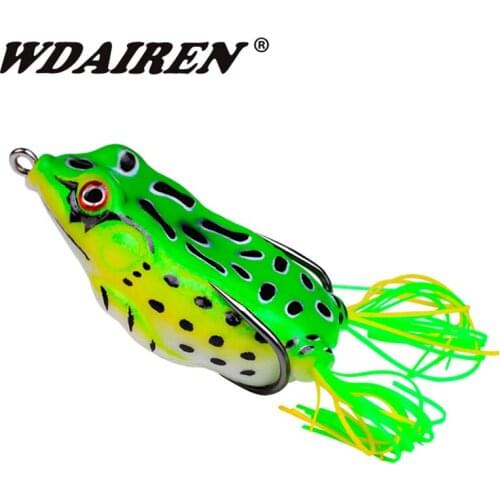 1PCS 3D Eyes Frog Lures 6g 9g 12g Topwater Soft Tube Bait Plastic Fishing Lure With Double Hooks Ray Frog Artificial Rubber Bait