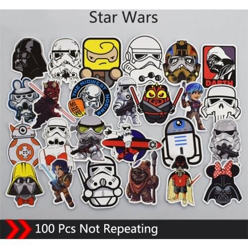 100 Pcs/Pack Cool Stickers Star Warsing Kpop Waterproof Sticker Laptop Phone Helmet Motorcycle Home Decor Sticker Pegatina