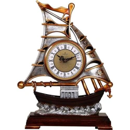 12-INCH CLOCK BASE PENDULUM CLOCK SMOOTH SAILING CREATIVE TABLE CLOCK HOUSEHOLD ATMOSPHERIC EUROPEAN-STYLE DECORATIVE LIVING ROO
