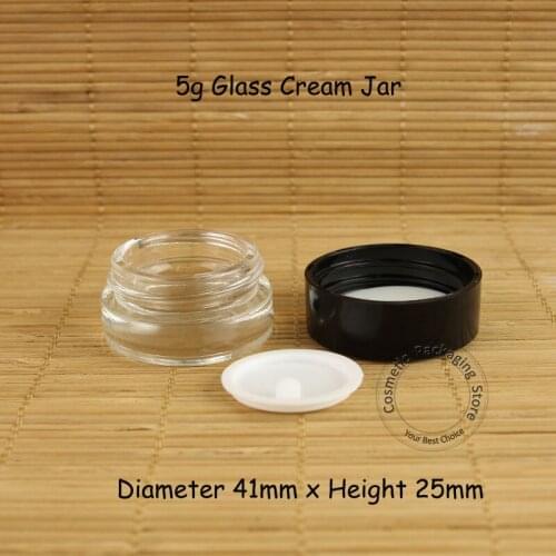 12PCS/Lot High Quality Glass 5g Cream Jar Women Cosmetic Eye Cream Container Plastic Lid Refillable 5ml Small Pot Eyeshadow Vial