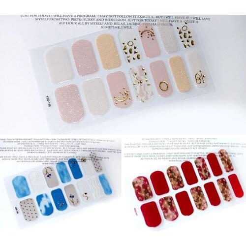 14tips/set Full Cover Nail Stickers Wraps Decoration DIY for Beauty Nail Art Decals Plain Stickers Self Adhesive Nail Stickers