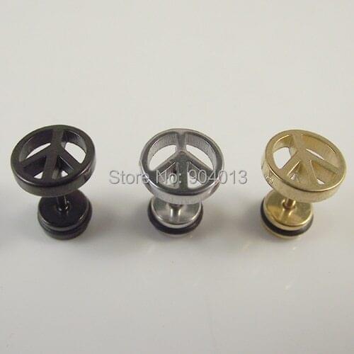 2pcs free shipping fashion Stainless Steel Anti-war Peace Earing stud for men and women Body Jewelry ear piercing jewelry