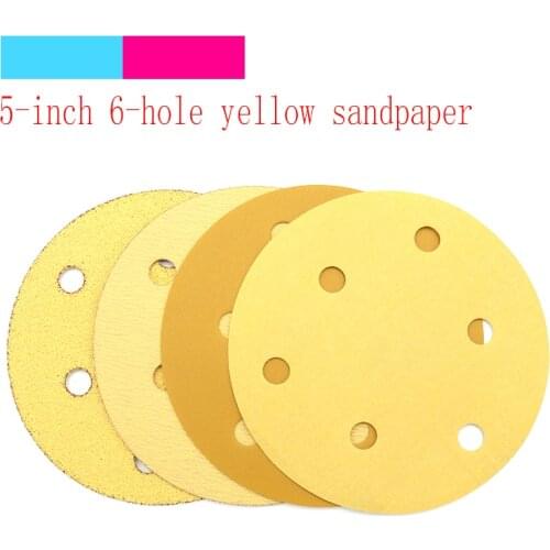 20pc 125mm 5inch 6 Hole Sanding Disc 60-800 Grit flocking Pneumatic Dry Mill Sandpaper Sand Sheet Woodworking Car Polishing Pad
