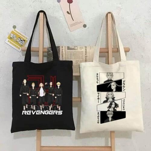 Anime Tokyo Revengers Manjiro Sano Takemichi Shopping Bags Handbags Canvas Shopper Bolso Cotton Eco Bag Tote Reusable Sac Tissu