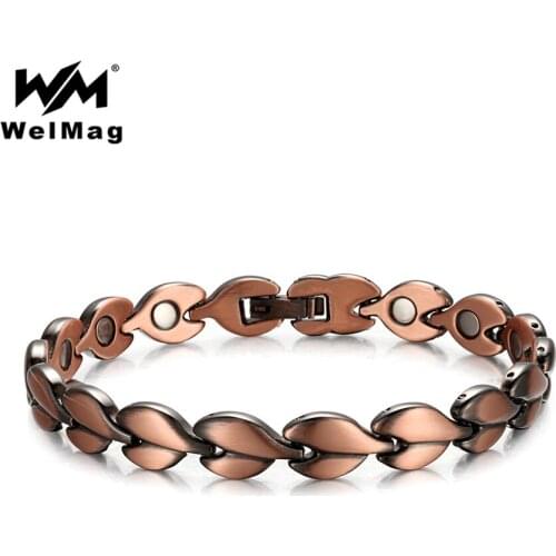 WelMag Pure Copper Magnetic Therapy Bracelets Bangle for Women Bio Energy Fish Design Magnet Copper Femme Charm Bracelet Jewelry