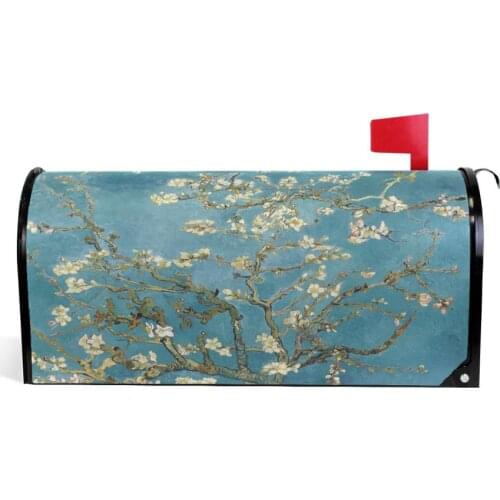 Van Gogh Bloom Flowers UV Protection Mailbox Cover Magnetic Standard Size Spring Letter Post Box Cover Wrap Waterproof