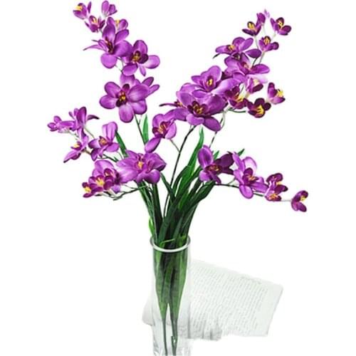 5pcs Artificial Freesia Flower with Green Leaf 2 stems/piece for Wedding Centerpieces Home Part Floral Arrangement Part 4 Colors
