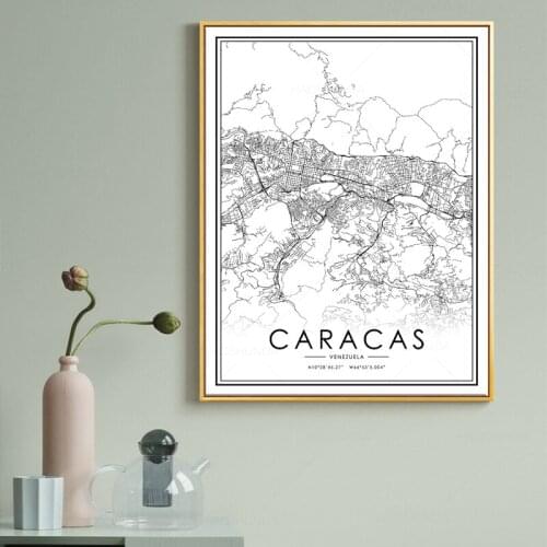 CARACAS world City Map Posters Canvas Paintings Wall Art Prints Home Interior Decor for living room framed