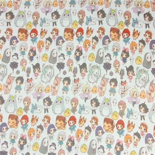 Cartoon Totoro and Friends 100% Cotton Fabric for Boy Clothes Bedding Set Hometextile Cushion Cover Backpack DIY