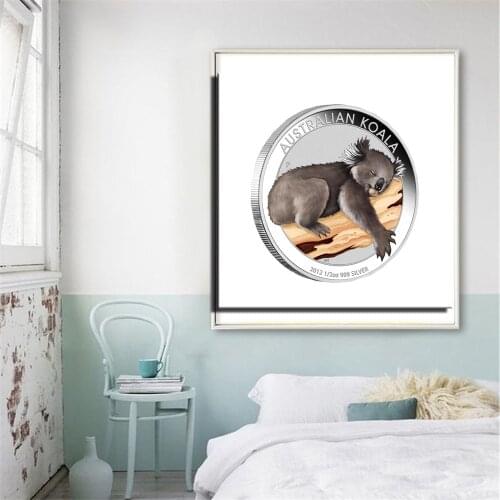 Square Shape Lovely Animals Poster For Kids Room Decor Modern Australian National Treasure Koala Home Decorative Pictures
