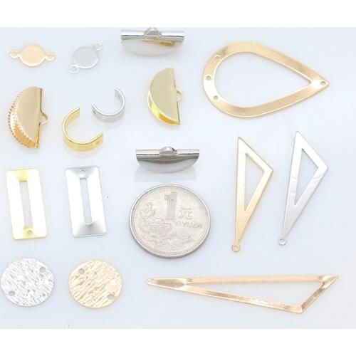 10p Multi-styles Gold silver plated Copper Base Earrings Finding charms Pendant connector jewelry making Accessories Metal Beads