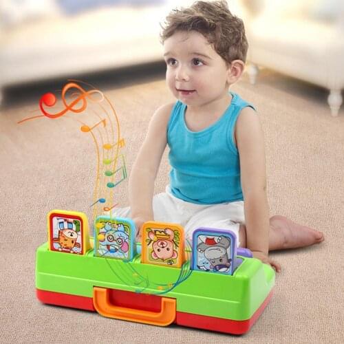 Cute Cartoon Animal Shape Peekaboo Pop-Up Interactive Toy with Music Kids Gift Musical Instrument To Kids Early Learning