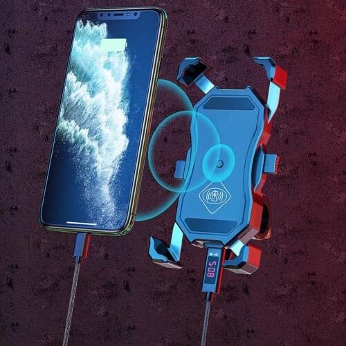 Motorcycle charging phone holder 15W Wireless Smart 2 QC3.0 Rotation Charger in Bracket Degree Wire 360 Semiautomatic Stand D3B4