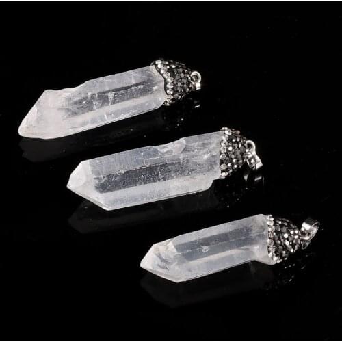 Irregular Shape White Quartzs Pendant Reiki Healing Natural Stone Amulet DIY Jewelry Personality Gift