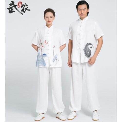 2018 New Product Tai Chi Clothing Uniform Hand Painted Tai Chi Clothing Kung Fu Clothes White Woman And Men
