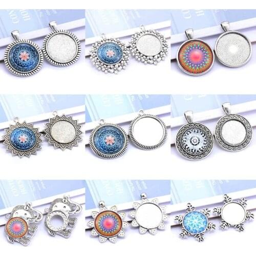 New style Fit 18mm 20mm 25mm Round Cabochon Base Setting Bezel Trays Blanks Pendant Necklace Jewelry Making Finding Accessories