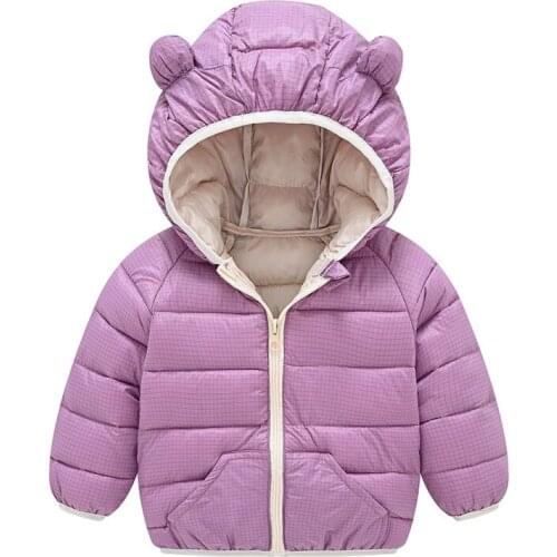 Autumn and winter new childrens down jacket boys and girls baby cartoon lattice splicing light down jacket childrens jacket