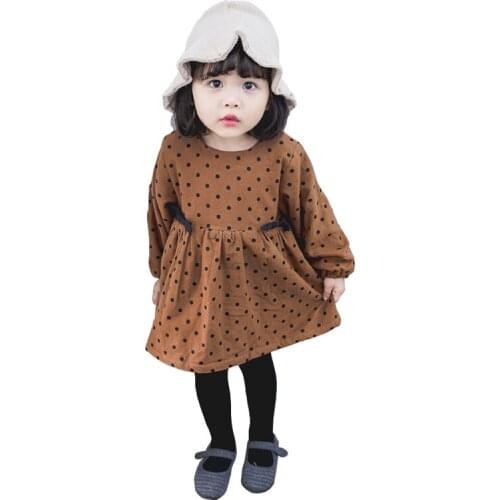 Baby Girl Dress 0-5Y Baby Dot Kids Dresses For Girls Infant Baby Velvet Thicken Warm Winter Dress Long Sleeve Baby Girl Clothes