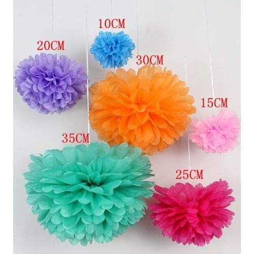 New 1 PCS (6 siza) Pompon Tissue Paper Pom Poms Flower Kissing Balls Home Decoration Festive Party Supplies Wedding Favors balls