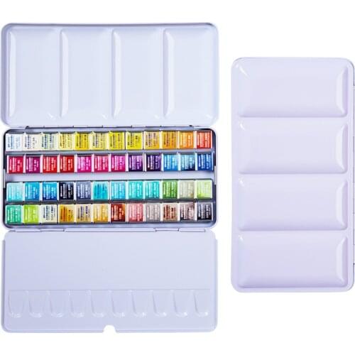 Professional 12/24/36/48 Colors Solid Watercolor Paints Set Tin box Water color Pigment for Art Supplies