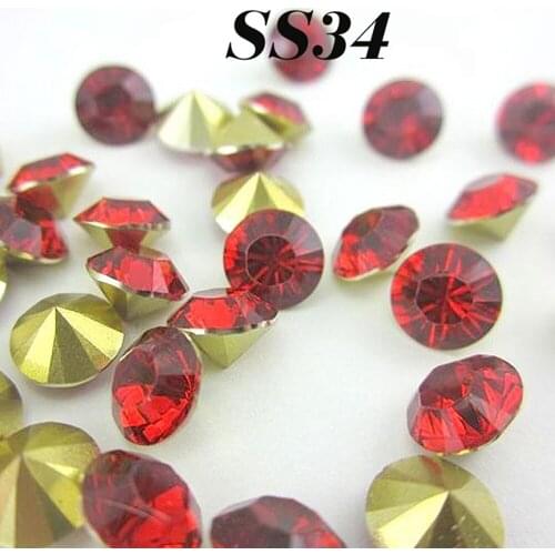 Promotion fashion 72pcs/bag 7mm SS34 red color shiny Resin rhinestones Pointback for DIY decoration