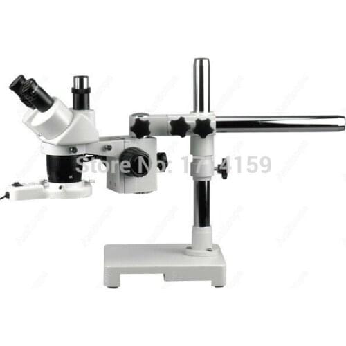 Industrial Inspection-AmScope Supplies 10X-15X-30X-45X Boom Stand Trinocular Stereo Microscope + Fluo Light