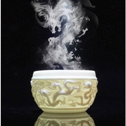 Embossed Dragon Tea Cup Ceramic Master Small Bowl Drinkware High Grade White Porcelain Teacup Drinkware