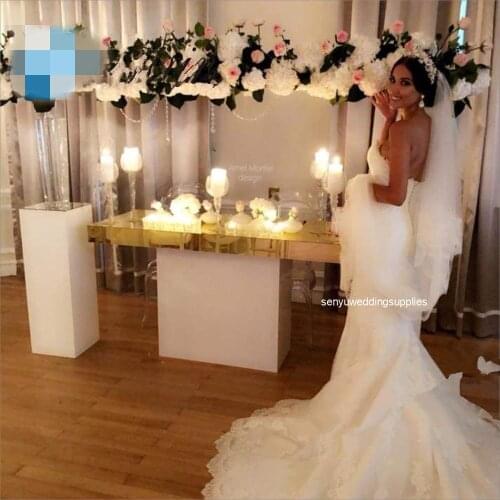 Luxury Big Backdrop Wedding Stage Decor Flower Wall Backdrop Beautiful wedding decoration white rectangle plinth stand table