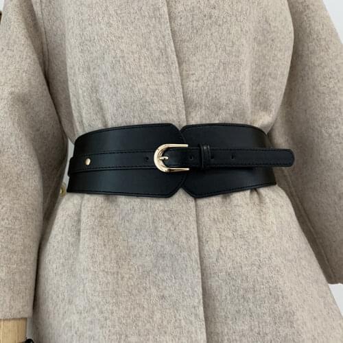 Luxury ladies wide belt elastic vintage buckle leather wide fashion wild pin buckle womens belt waist seal belt