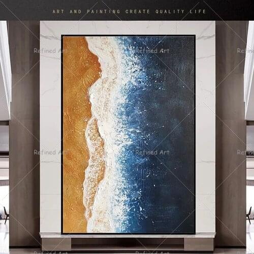 Hand-Painted Canvas Oil Painting Modern Minimalist Living Room Abstract Sunny Beach Porch Aisle Entrance Corridor Decor Mural