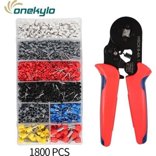 Self-Adjustable Crimping Pliers + 1800 Terminals Kit Automatic Cable Wire Stripper Tube Crimper Stripping Multi Hand Tools