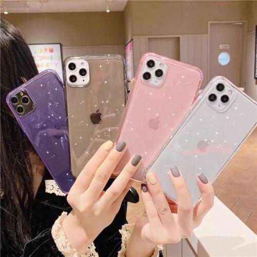 Bling Soft TPU Cases For iPhone 11 Pro Max Case iPhone X Xs Max XR 6 6S 7 8 Plus Cover Transparent Glitter Silicone Phone Cases