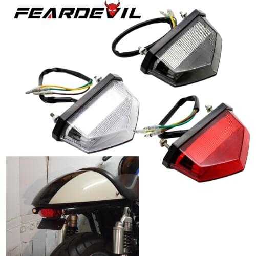 Feardevil Motorcycle Brake Light 12V LED Red Rear Brake Tail Stop Light ATV Dirt Bike Taillight Rear License Decorative Lamp