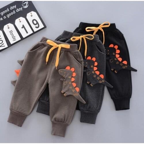 Baby Boys Warm Pants Autumn Winter Thick Kids Boy Pants Fashion Dinosaur Long Trousers For 1-4 Years Childrens Pant