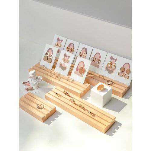 Solid Wood Rings Display Tray Earrings Display Holder Earrings Display Card Jewelry Display Series