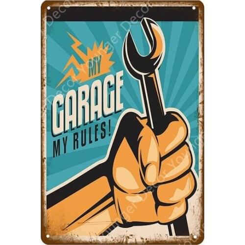 Gramps Garage Tin Signs Car Repair Tyres Metal Poster Wall Art Decor Vintage Decorative Plate My Garage My Rules Plaque YI-087