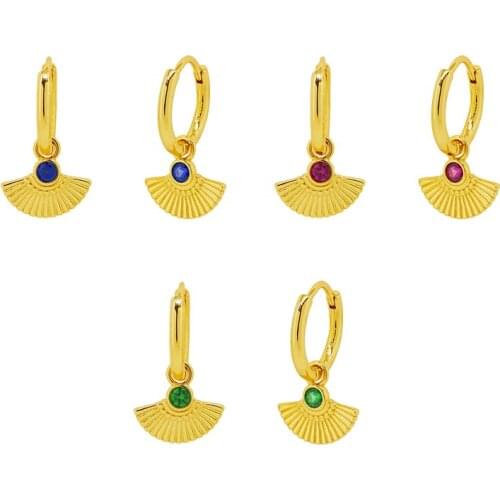 925 Sterling Silver Shell Pendant Hoop Earrings for Women Gold Color Green Blue Rose Red Crystal CZ Earrings Fashion Jewelry