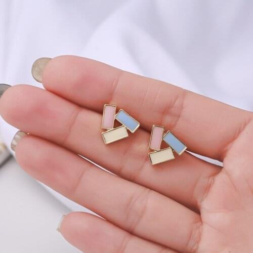 Creative Triangle Candy Colors Enamel Glaze Women Earrings Cute Jewelry Accessories Fashion Japanese and Korean