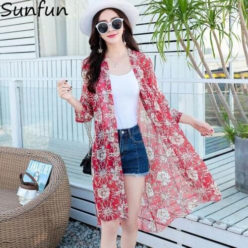2021 Casual Womens Sunscreen Suit Fashion Summer Versatile New Chiffon Shawl Medium Length With Large Loose Thin Coat