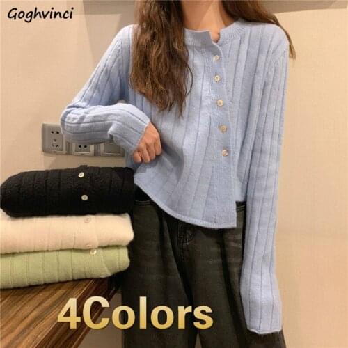 Sweater Cardigans Women Fashion Elegant Irregular Buttons Long Sleeve Pure Color Crop Top Womens Knitted Sweaters Female Newest